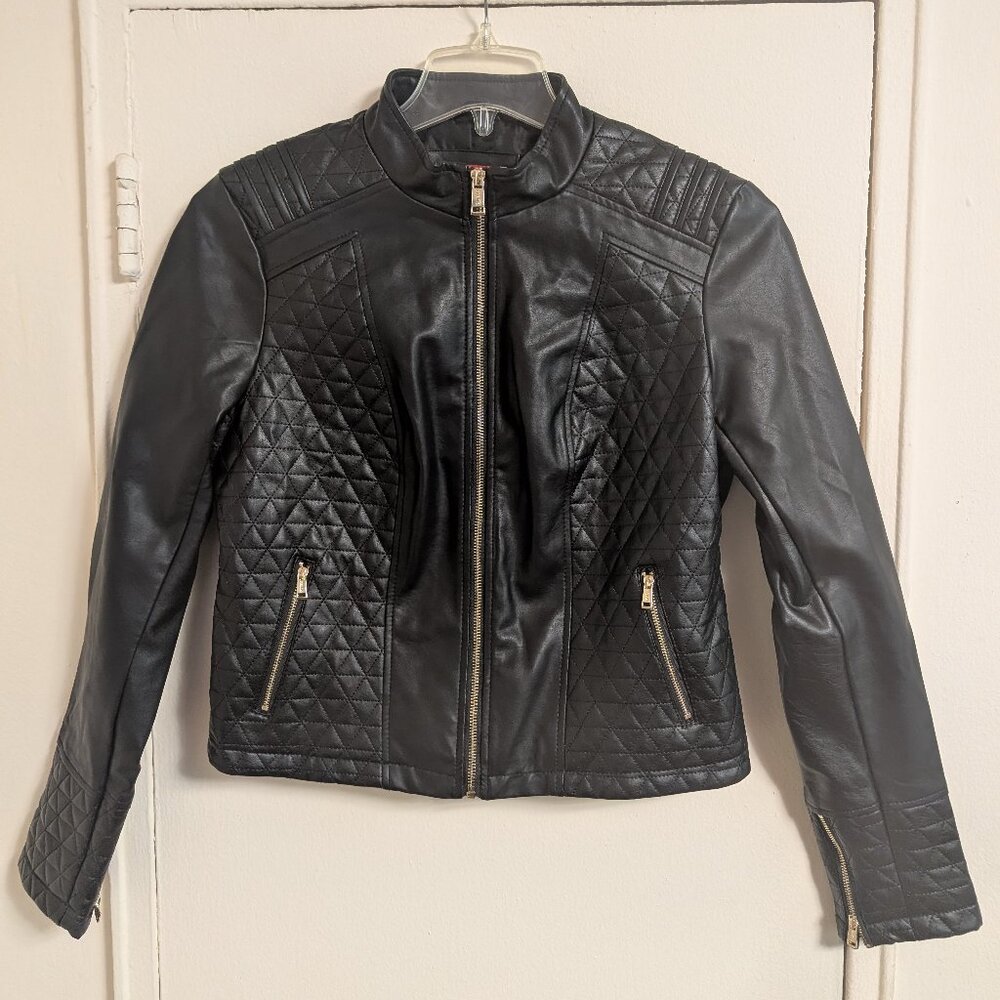 Guess Black Faux Leather Jacket - Large